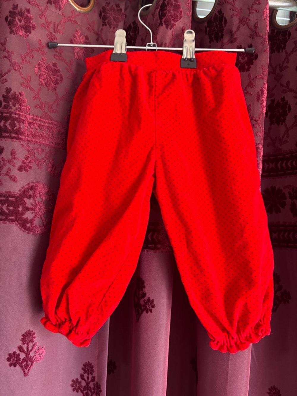 Bright Red Elastic Waist Polka Dot Vintage Toddler Pants Size 12 Months